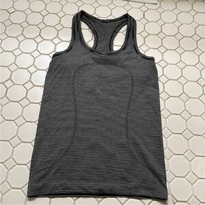 752. Like New - Lululemon Swifty Black & White Striped Racerback Tank
